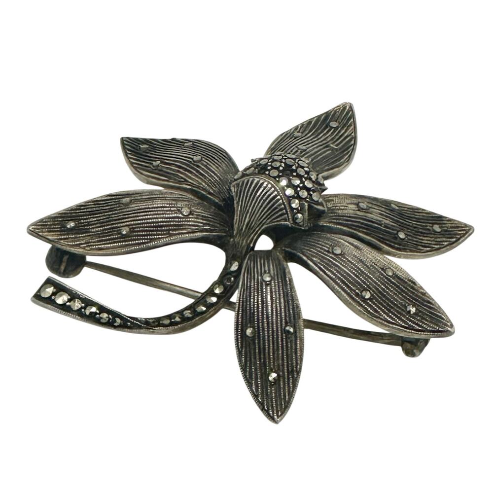 Theodore Fahrner Rare Sterling & Marcasite Pin Vintage Brooch Original Old 925 - Picture 4 of 9